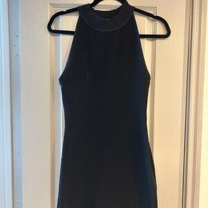 Babaton Black Ribbed Mini Dress